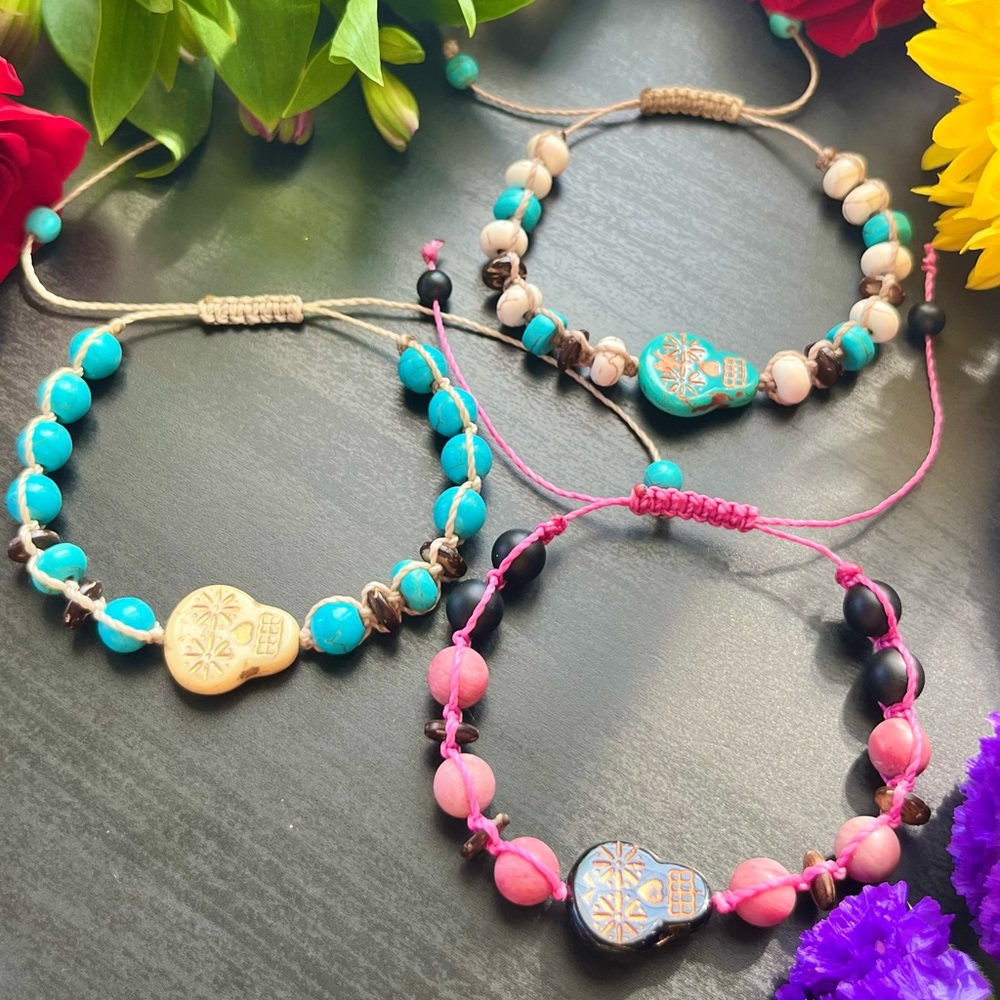 Sugar Skull  Macramé Bracelet